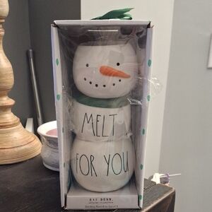 ⛄ ❄️ Rae Dunn White Snowman Stackable Ramekins with Green Scarf and Orange Nose